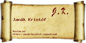 Janák Kristóf névjegykártya